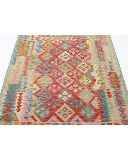 Maimana Kilim 4' 11" X 6' 7" Hand Knotted Wool Kilim 4' 11" X 6' 7" (150 X 201) / Multi / Wool