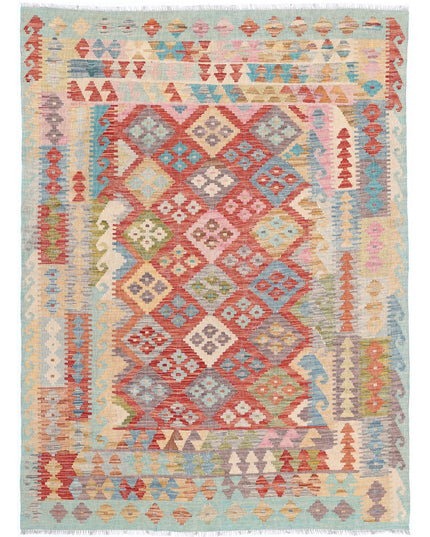 Maimana Kilim 4' 11" X 6' 7" Hand Knotted Wool Kilim 4' 11" X 6' 7" (150 X 201) / Multi / Wool