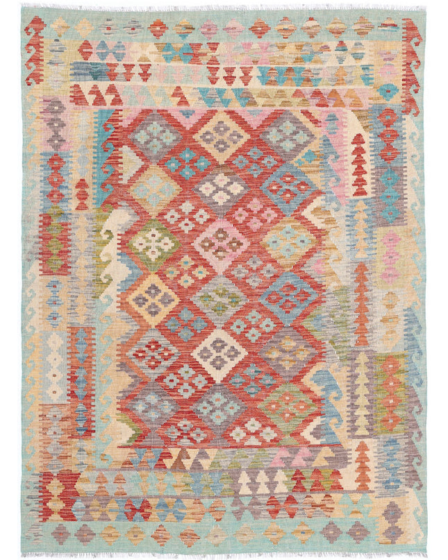 Maimana Kilim 4' 11" X 6' 7" Hand Knotted Wool Kilim 4' 11" X 6' 7" (150 X 201) / Multi / Wool