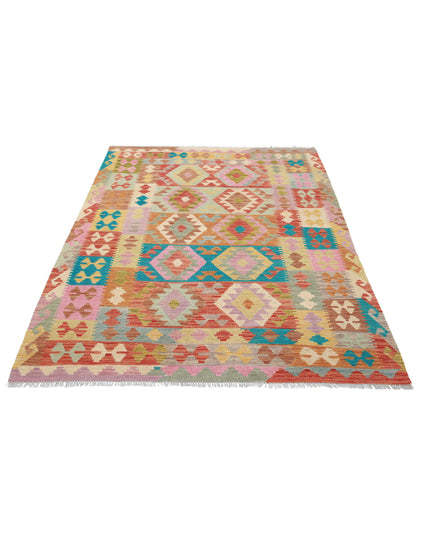 Maimana Kilim 4' 10" X 6' 6" Hand Knotted Wool Kilim 4' 10" X 6' 6" (147 X 198) / Multi / Wool