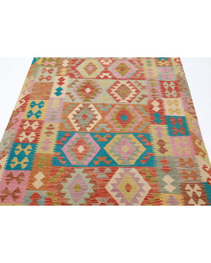 Maimana Kilim 4' 10" X 6' 6" Hand Knotted Wool Kilim 4' 10" X 6' 6" (147 X 198) / Multi / Wool