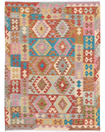 Maimana Kilim 4' 10" X 6' 6" Hand Knotted Wool Kilim 4' 10" X 6' 6" (147 X 198) / Multi / Wool