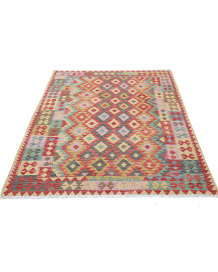 Maimana Kilim 4' 11" X 6' 1" Hand Knotted Wool Kilim 4' 11" X 6' 1" (150 X 185) / Multi / Wool