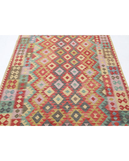 Maimana Kilim 4' 11" X 6' 1" Hand Knotted Wool Kilim 4' 11" X 6' 1" (150 X 185) / Multi / Wool