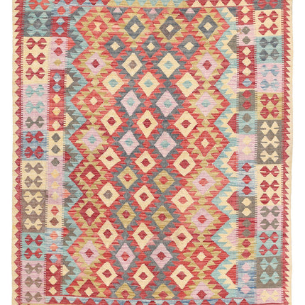 Maimana Kilim 4' 11" X 6' 1" Hand Knotted Wool Kilim 4' 11" X 6' 1" (150 X 185) / Multi / Wool
