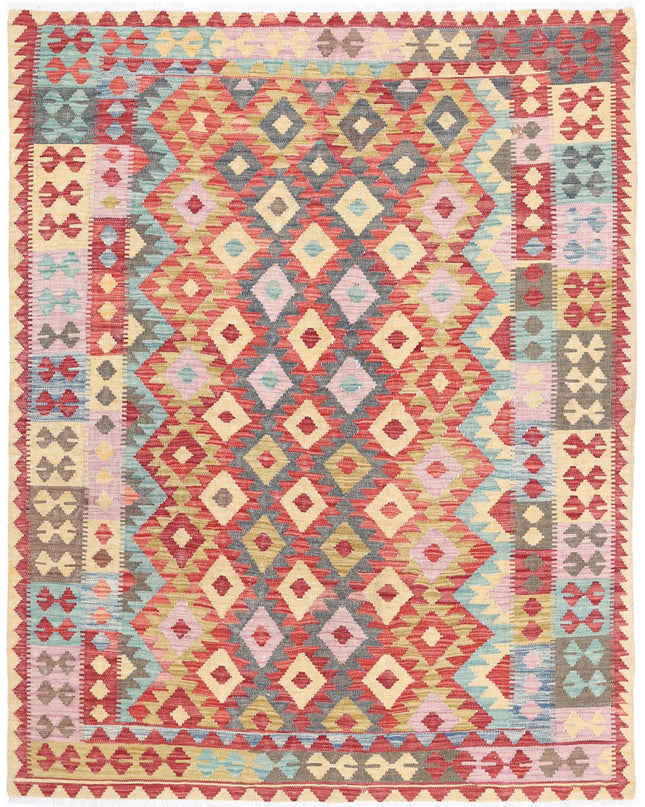 Maimana Kilim 4' 11" X 6' 1" Hand Knotted Wool Kilim 4' 11" X 6' 1" (150 X 185) / Multi / Wool