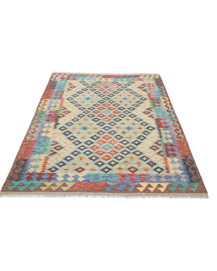 Maimana Kilim 4' 9" X 6' 6" Hand Knotted Wool Kilim 4' 9" X 6' 6" (145 X 198) / Multi / Wool