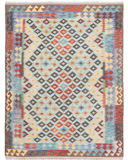 Maimana Kilim 4' 9" X 6' 6" Hand Knotted Wool Kilim 4' 9" X 6' 6" (145 X 198) / Multi / Wool