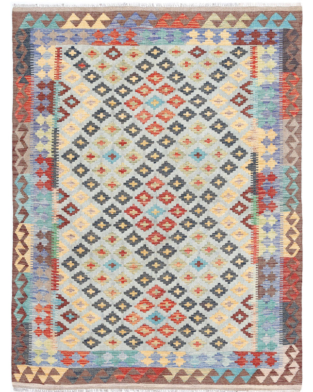 Maimana Kilim 4' 9" X 6' 6" Hand Knotted Wool Kilim 4' 9" X 6' 6" (145 X 198) / Multi / Wool