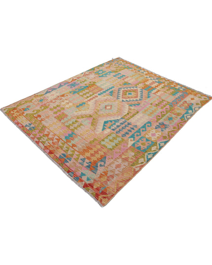 Maimana Kilim 5' 2" X 6' 4" Hand Knotted Wool Kilim 5' 2" X 6' 4" (158 X 193) / Multi / Wool