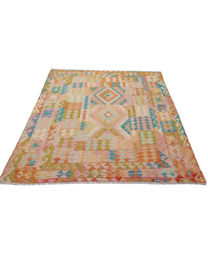 Maimana Kilim 5' 2" X 6' 4" Hand Knotted Wool Kilim 5' 2" X 6' 4" (158 X 193) / Multi / Wool