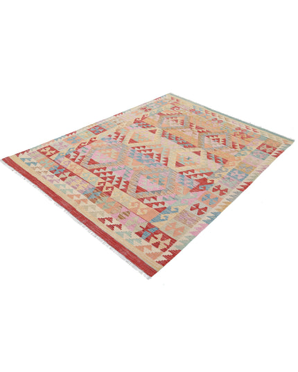 Maimana Kilim 4' 9" X 6' 6" Hand Knotted Wool Kilim 4' 9" X 6' 6" (145 X 198) / Multi / Wool