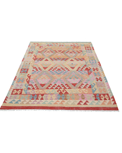 Maimana Kilim 4' 9" X 6' 6" Hand Knotted Wool Kilim 4' 9" X 6' 6" (145 X 198) / Multi / Wool