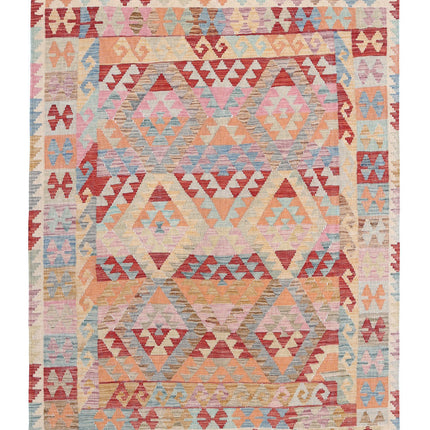 Maimana Kilim 4' 9" X 6' 6" Hand Knotted Wool Kilim 4' 9" X 6' 6" (145 X 198) / Multi / Wool