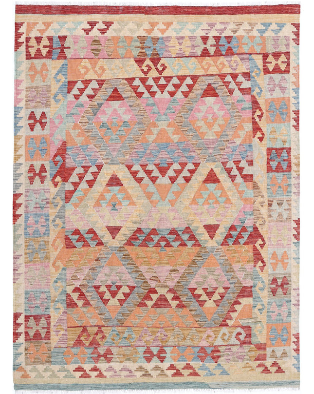 Maimana Kilim 4' 9" X 6' 6" Hand Knotted Wool Kilim 4' 9" X 6' 6" (145 X 198) / Multi / Wool