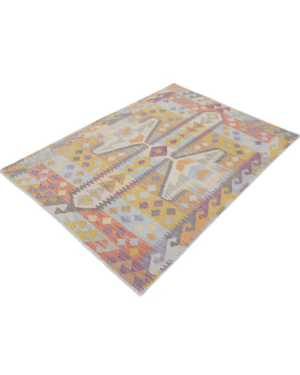 Maimana Kilim 4' 2" X 5' 11" Hand Knotted Wool Kilim 4' 2" X 5' 11" (127 X 180) / Multi / Wool