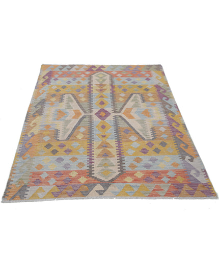 Maimana Kilim 4' 2" X 5' 11" Hand Knotted Wool Kilim 4' 2" X 5' 11" (127 X 180) / Multi / Wool