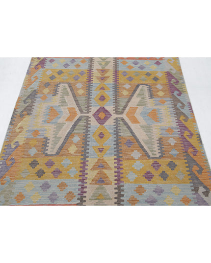 Maimana Kilim 4' 2" X 5' 11" Hand Knotted Wool Kilim 4' 2" X 5' 11" (127 X 180) / Multi / Wool