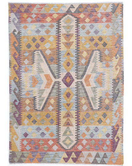 Maimana Kilim 4' 2" X 5' 11" Hand Knotted Wool Kilim 4' 2" X 5' 11" (127 X 180) / Multi / Wool