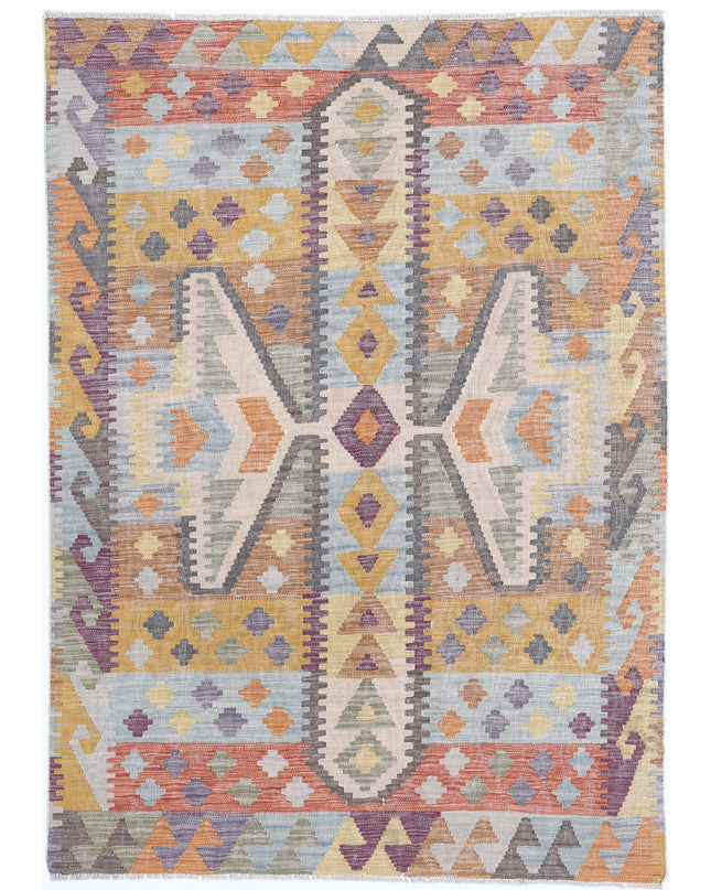 Maimana Kilim 4' 2" X 5' 11" Hand Knotted Wool Kilim 4' 2" X 5' 11" (127 X 180) / Multi / Wool