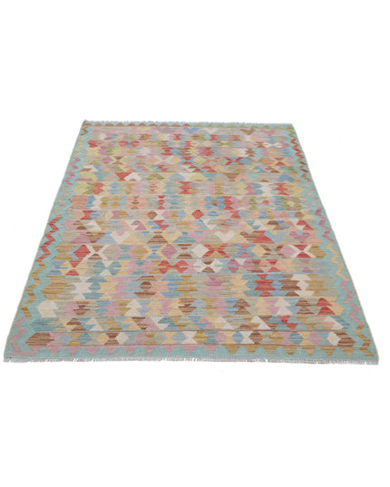 Maimana Kilim 4' 0" X 5' 6" Hand Knotted Wool Kilim 4' 0" X 5' 6" (122 X 168) / Multi / Wool