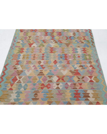 Maimana Kilim 4' 0" X 5' 6" Hand Knotted Wool Kilim 4' 0" X 5' 6" (122 X 168) / Multi / Wool
