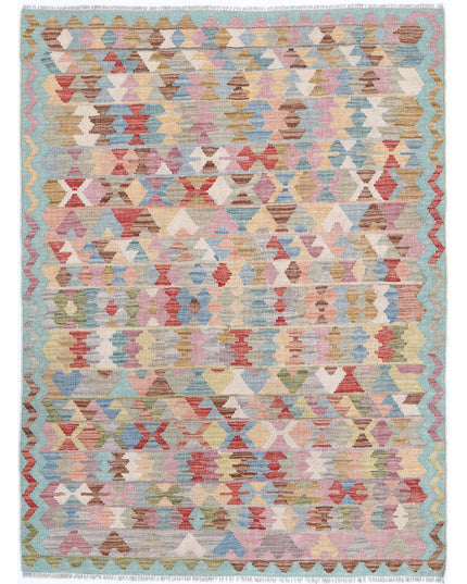 Maimana Kilim 4' 0" X 5' 6" Hand Knotted Wool Kilim 4' 0" X 5' 6" (122 X 168) / Multi / Wool