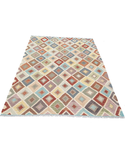 Maimana Kilim 4' 7" X 6' 9" Hand Knotted Wool Kilim 4' 7" X 6' 9" (140 X 206) / Multi / Wool