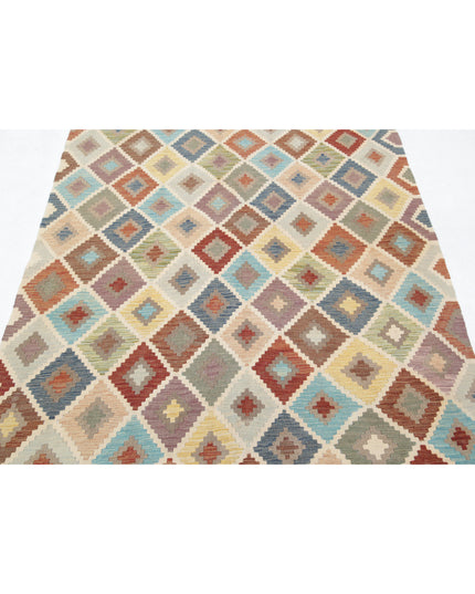 Maimana Kilim 4' 7" X 6' 9" Hand Knotted Wool Kilim 4' 7" X 6' 9" (140 X 206) / Multi / Wool