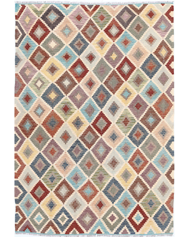 Maimana Kilim 4' 7" X 6' 9" Hand Knotted Wool Kilim 4' 7" X 6' 9" (140 X 206) / Multi / Wool