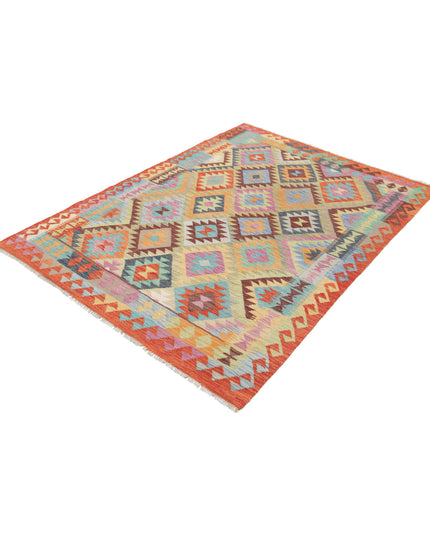Maimana Kilim 4' 9" X 6' 6" Hand Knotted Wool Kilim 4' 9" X 6' 6" (145 X 198) / Multi / Wool