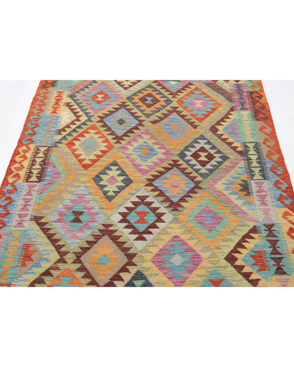 Maimana Kilim 4' 9" X 6' 6" Hand Knotted Wool Kilim 4' 9" X 6' 6" (145 X 198) / Multi / Wool