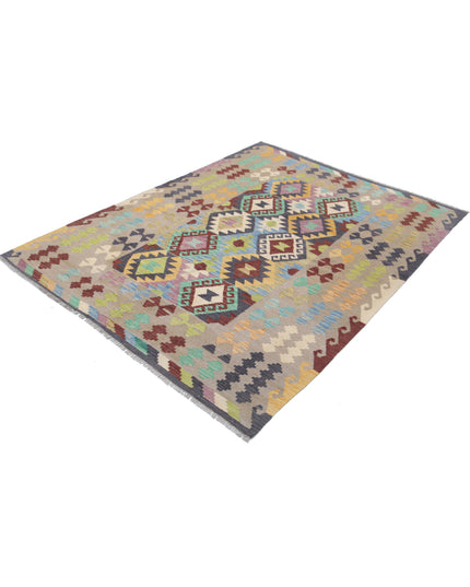 Maimana Kilim 4' 11" X 6' 5" Hand Knotted Wool Kilim 4' 11" X 6' 5" (150 X 196) / Multi / Wool