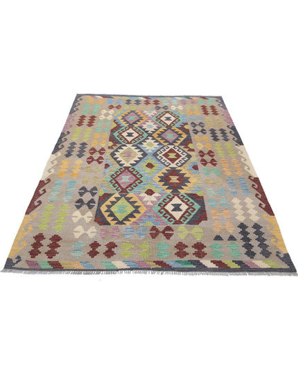 Maimana Kilim 4' 11" X 6' 5" Hand Knotted Wool Kilim 4' 11" X 6' 5" (150 X 196) / Multi / Wool