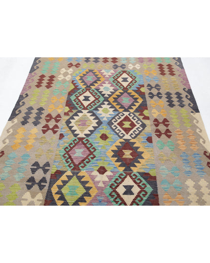 Maimana Kilim 4' 11" X 6' 5" Hand Knotted Wool Kilim 4' 11" X 6' 5" (150 X 196) / Multi / Wool