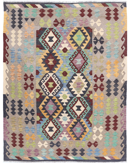 Maimana Kilim 4' 11" X 6' 5" Hand Knotted Wool Kilim 4' 11" X 6' 5" (150 X 196) / Multi / Wool