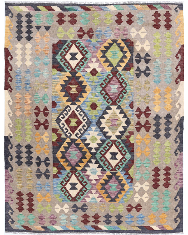 Maimana Kilim 4' 11" X 6' 5" Hand Knotted Wool Kilim 4' 11" X 6' 5" (150 X 196) / Multi / Wool