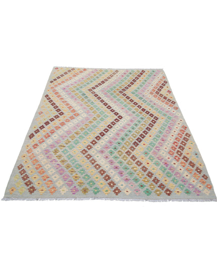 Maimana Kilim 4' 9" X 6' 5" Hand Knotted Wool Kilim 4' 9" X 6' 5" (145 X 196) / Multi / Wool