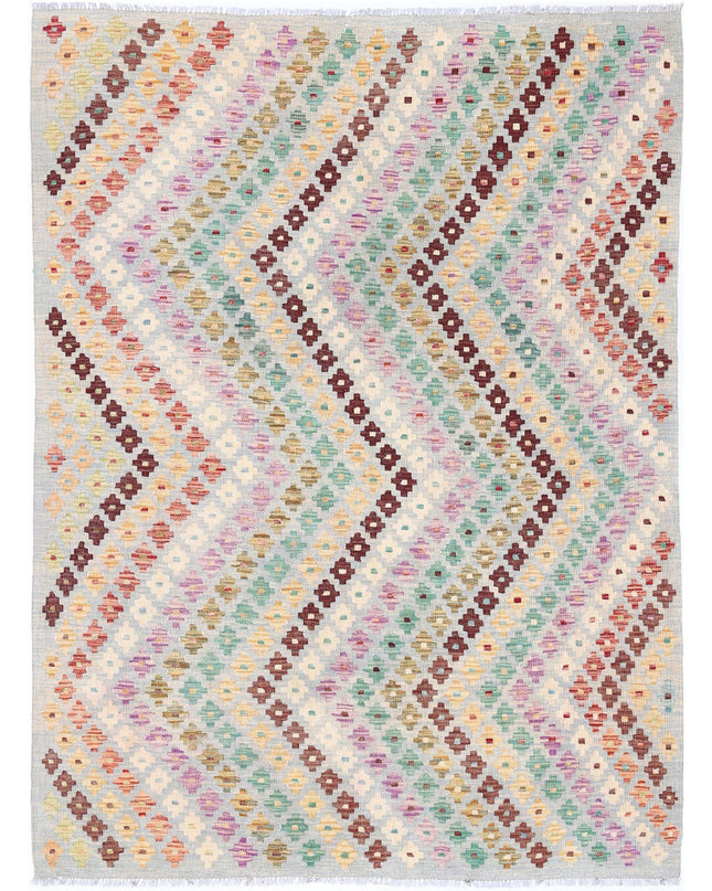 Maimana Kilim 4' 9" X 6' 5" Hand Knotted Wool Kilim 4' 9" X 6' 5" (145 X 196) / Multi / Wool
