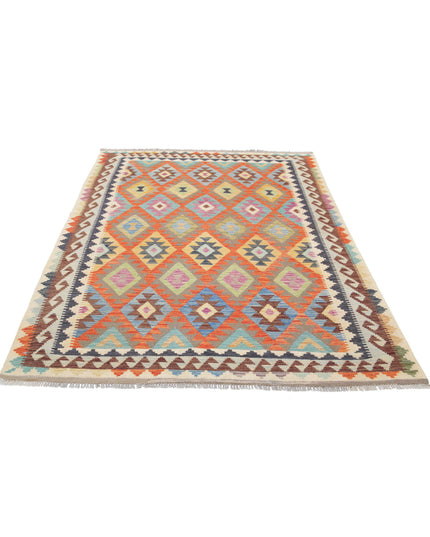 Maimana Kilim 5' 1" X 6' 9" Hand Knotted Wool Kilim 5' 1" X 6' 9" (155 X 206) / Multi / Wool