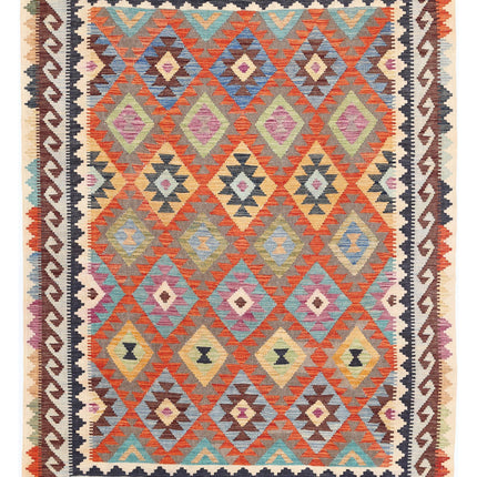 Maimana Kilim 5' 1" X 6' 9" Hand Knotted Wool Kilim 5' 1" X 6' 9" (155 X 206) / Multi / Wool