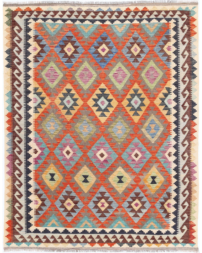 Maimana Kilim 5' 1" X 6' 9" Hand Knotted Wool Kilim 5' 1" X 6' 9" (155 X 206) / Multi / Wool