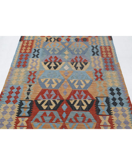 Maimana Kilim 4' 1" X 5' 11" Hand Knotted Wool Kilim 4' 1" X 5' 11" (124 X 180) / Multi / Wool