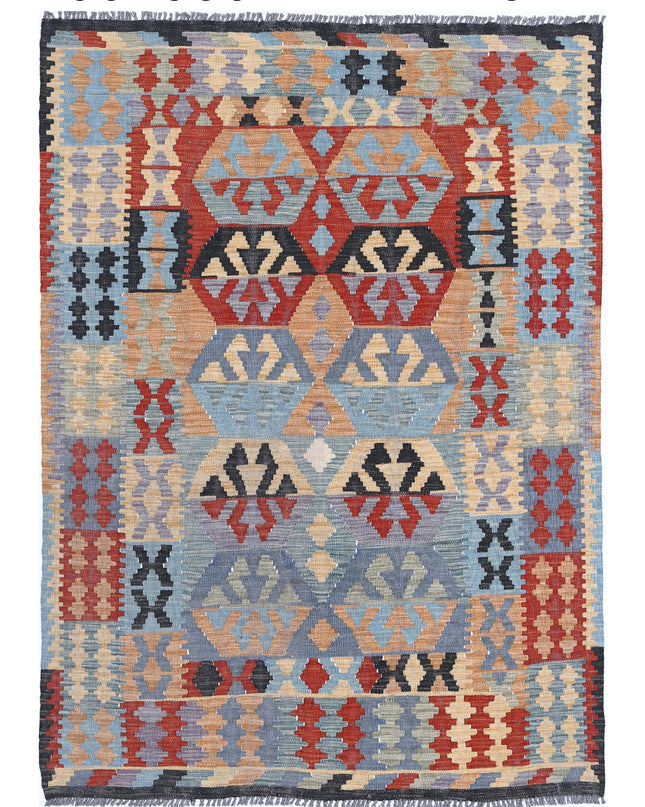 Maimana Kilim 4' 1" X 5' 11" Hand Knotted Wool Kilim 4' 1" X 5' 11" (124 X 180) / Multi / Wool