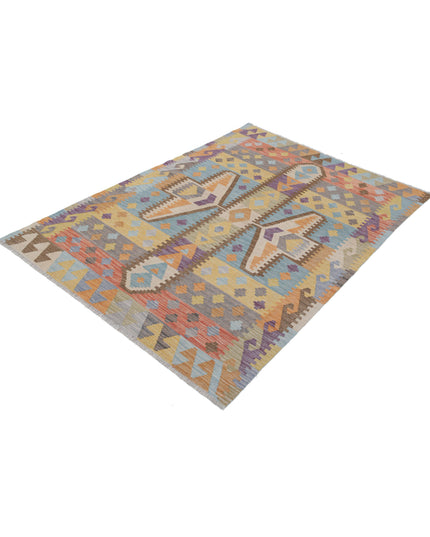 Maimana Kilim 4' 3" X 5' 10" Hand Knotted Wool Kilim 4' 3" X 5' 10" (130 X 178) / Multi / Wool