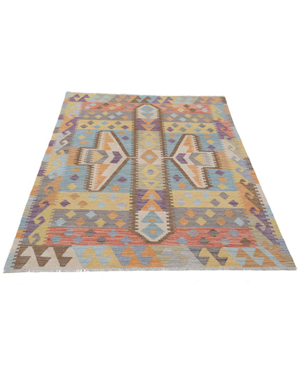 Maimana Kilim 4' 3" X 5' 10" Hand Knotted Wool Kilim 4' 3" X 5' 10" (130 X 178) / Multi / Wool