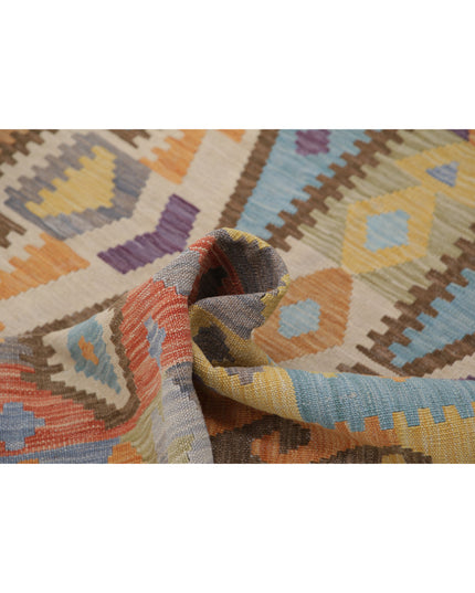 Maimana Kilim 4' 3" X 5' 10" Hand Knotted Wool Kilim 4' 3" X 5' 10" (130 X 178) / Multi / Wool
