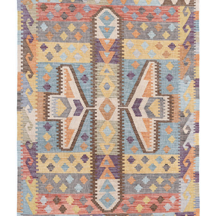 Maimana Kilim 4' 3" X 5' 10" Hand Knotted Wool Kilim 4' 3" X 5' 10" (130 X 178) / Multi / Wool