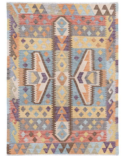 Maimana Kilim 4' 3" X 5' 10" Hand Knotted Wool Kilim 4' 3" X 5' 10" (130 X 178) / Multi / Wool