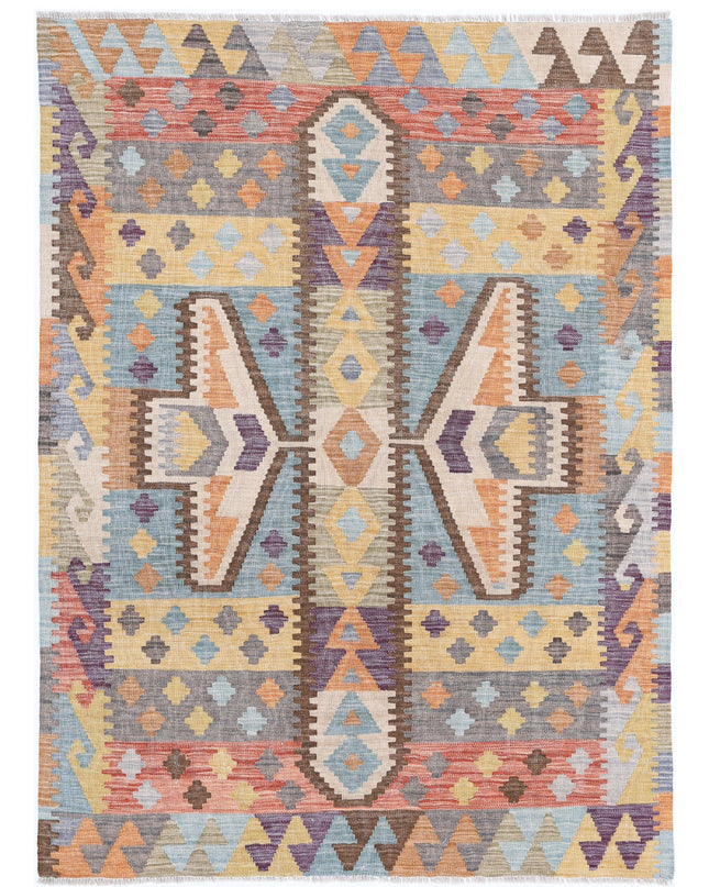 Maimana Kilim 4' 3" X 5' 10" Hand Knotted Wool Kilim 4' 3" X 5' 10" (130 X 178) / Multi / Wool